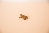 The textured shell and side profile of the cast bronze turtle hatchling charm.