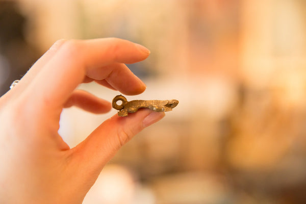Vintage African Bronze Turtle Hatchling Pendant // ONH Item ab00459 Image 4
