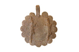 Collectible vintage African bronze medallion featuring two crocodiles, spiral motifs, and rich patina.