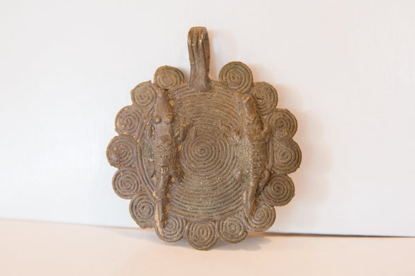 Vintage African Large Bronze Crocodile Medallion // ONH Item ab00467 Image 1
