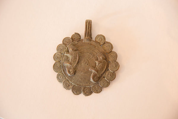 Vintage African Large Bronze Chameleon Medallion // ONH Item ab00468 Image 1