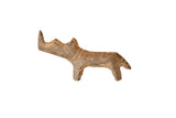 Vintage African mini rhino, a handmade bronze casting with a textured and dusty patina.