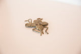 Angled profile of the vintage bronze insect highlighting its textured, oxidized surface.