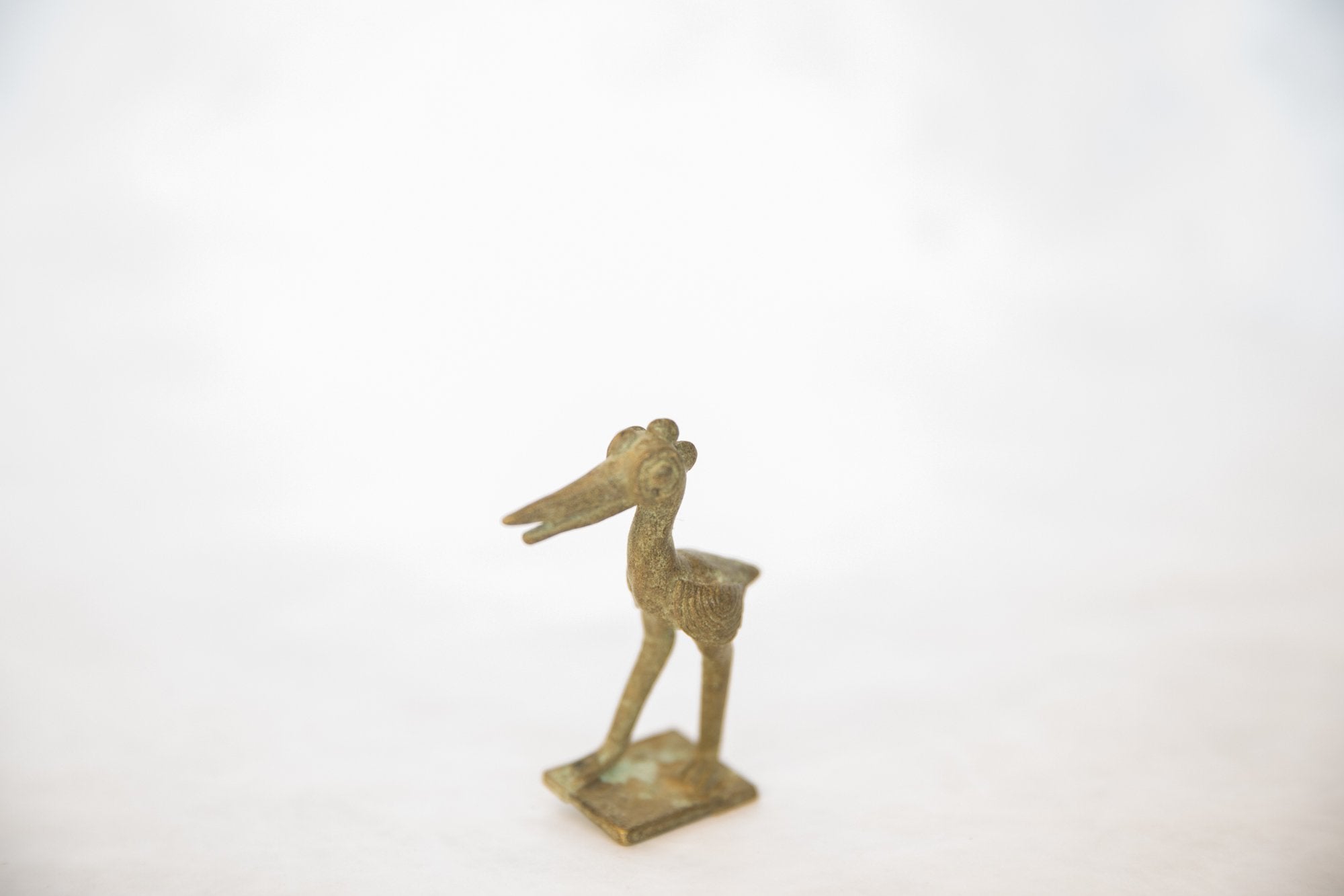Vintage African Oxidized Bronze Crowned Stork // ONH Item ab00476 Image 1