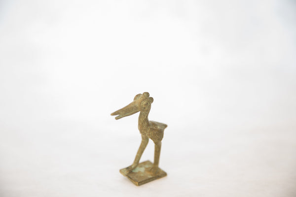 Vintage African Oxidized Bronze Crowned Stork // ONH Item ab00476 Image 1