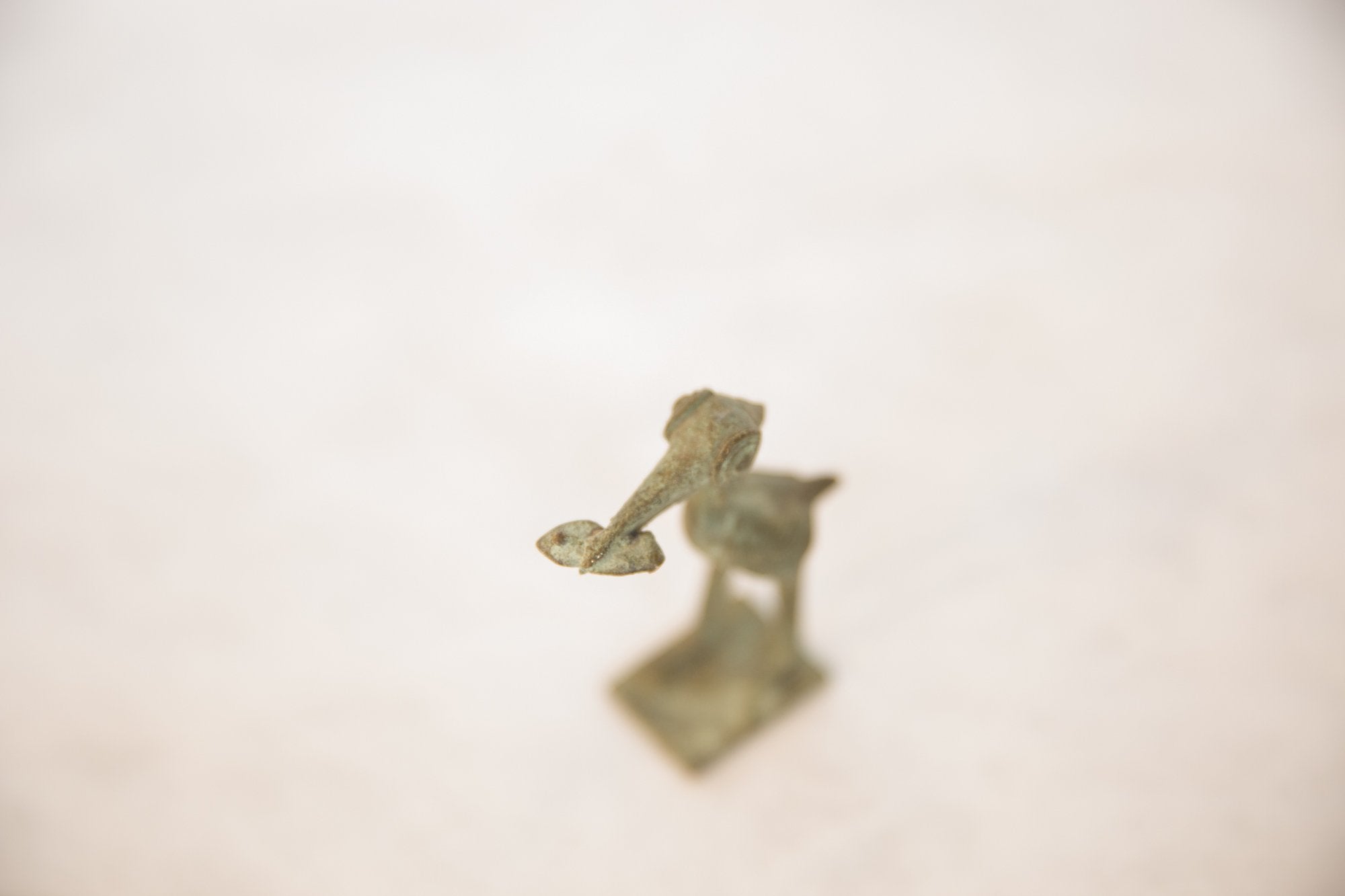 Vintage African Oxidized Bronze Stork with Fish // ONH Item ab00478 Image 1