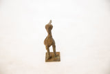 Handmade texture and green patina on base of vintage African bronze stork.