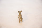 Handmade vintage African bronze jack rabbit, back view, with time-softened patina.