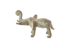 Vintage African Oxidized Bronze Elephant with Curled Trunk // ONH Item ab00485