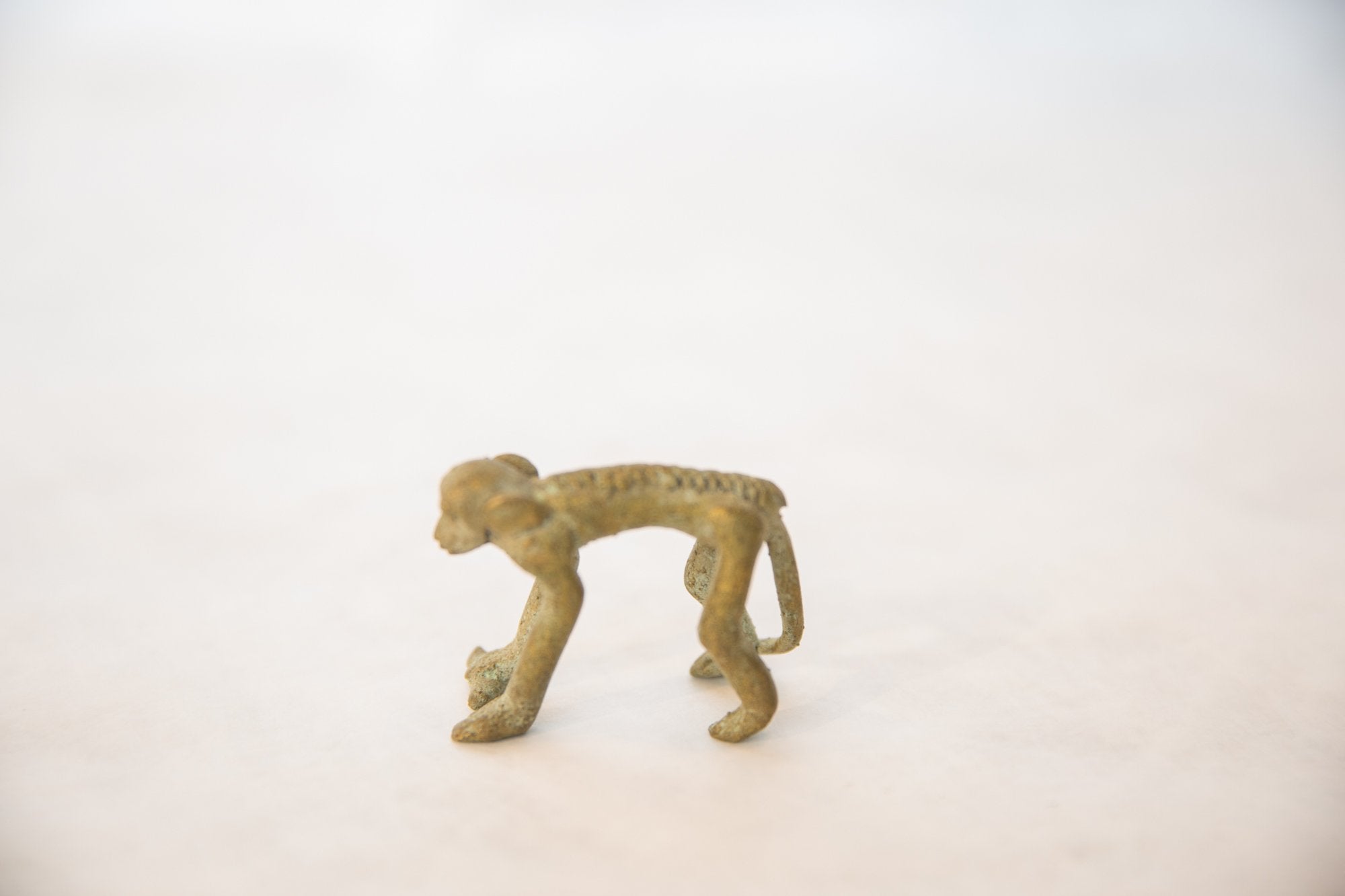 Vintage African Oxidized Bronze Monkey Holding Banana // ONH Item ab00496 Image 1