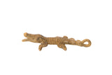 Collectible vintage African crocodile pendant in oxidized bronze with rich patina, 2.5 inches long.