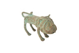 Collectible vintage African handmade copper animal with green patina, 1.5