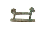 Handmade vintage African copper monkey sculpture, rich oxidized patina, 3.5 inches long.