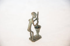 Vintage African Oxidized Copper Woman Churning Butter // ONH Item ab00517 Image 1