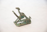 Vintage copper man and dog sculpture base, showing weathered green patina.