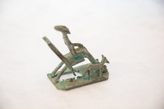 Vintage African Oxidized Copper Seated Man with Dog // ONH Item ab00518 Image 2