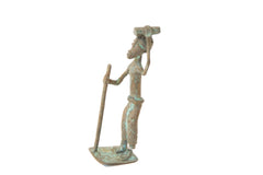 Vintage African Oxidized Copper Person Balancing Item on Head while Walking // ONH Item ab00520