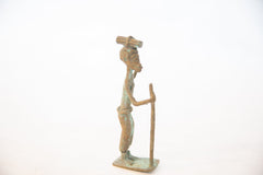Vintage African Oxidized Copper Person Balancing Item on Head while Walking // ONH Item ab00520 Image 1