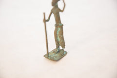 Vintage African Oxidized Copper Person Balancing Item on Head while Walking // ONH Item ab00520 Image 3