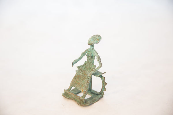 Vintage African Oxidized Copper Sitting Woman // ONH Item ab00521 Image 1