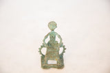 Vintage African Sitting Woman figurine's textured skirt and legs with green patina.