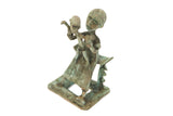 Vintage African oxidized copper mother and child sculpture, green-brown patina, 4 inches.