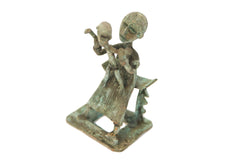 Vintage African Oxidized Copper Mother with Child Standing on Lap // ONH Item ab00522