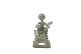 Vintage African copper mother feeding child sculpture with deep green patina and handmade texture.