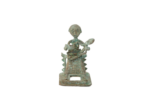 Vintage African Oxidized Copper Mother Feeding Child // ONH Item ab00523