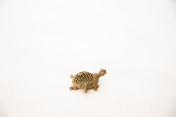 Vintage African Bronze Mesh Design Turtle Pendant // ONH Item ab00524 Image 1