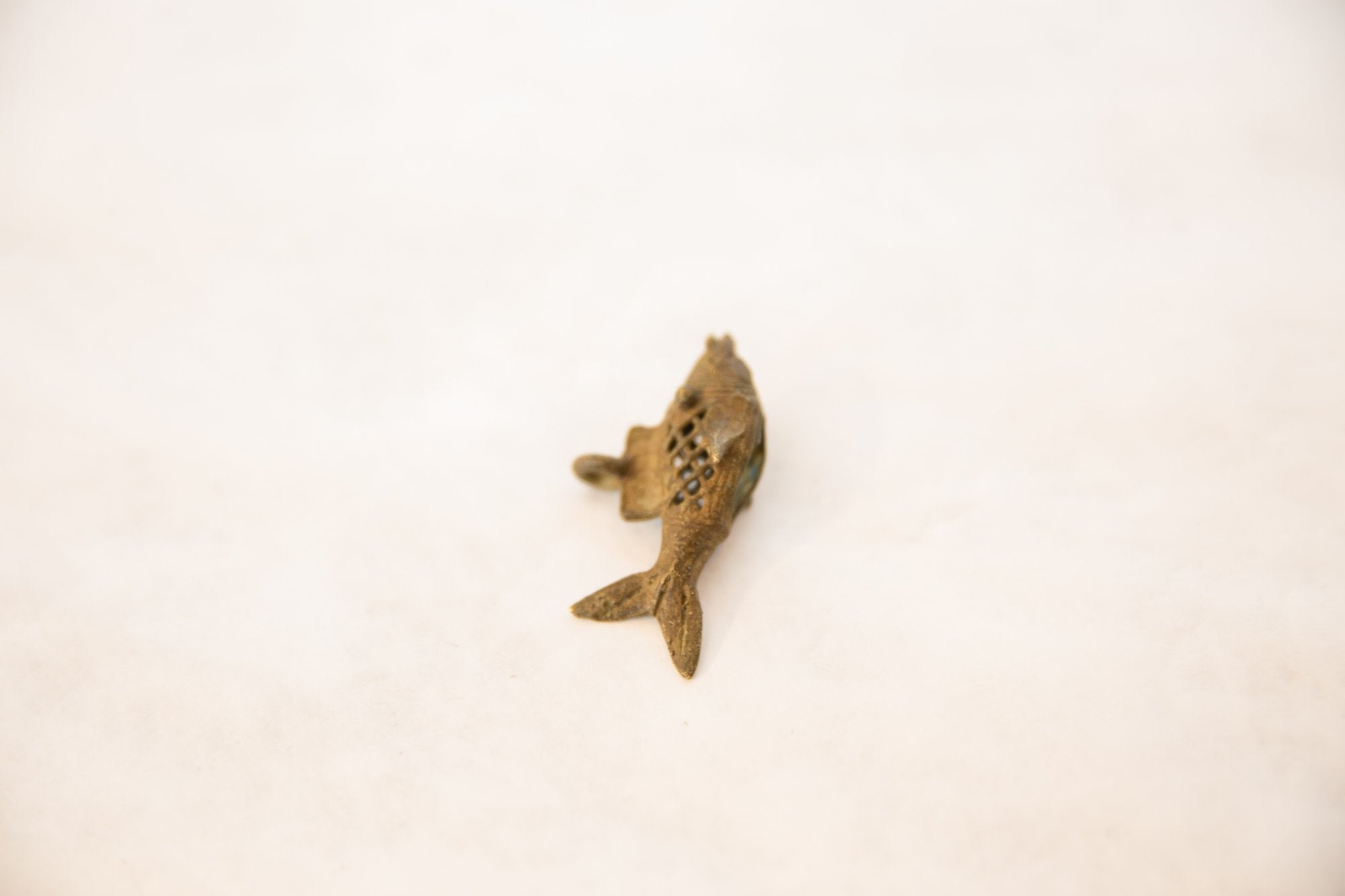 Vintage African Small Bronze Mesh Design Fish Pendant // ONH Item ab00525 Image 1