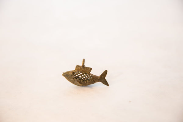 Vintage African Large Bronze Mesh Design Fish Pendant // ONH Item ab00526 Image 1