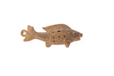 Vintage handmade bronze fish pendant with detailed spiral wirework and a warm patina.