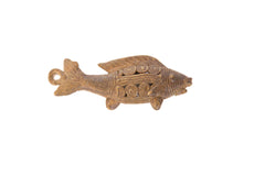 Vintage African Large Bronze Wire Design Fish Pendant // ONH Item ab00532