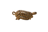 Vintage African bronze turtle pendant with a handmade open-work mesh shell.