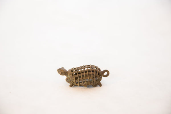 Vintage African Large Bronze Mesh Design Turtle Pendant // ONH Item ab00534 Image 1