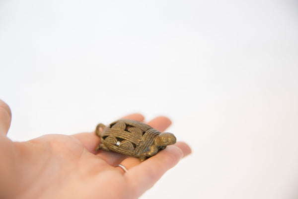Vintage African Large Bronze Wire Design Turtle Pendant // ONH Item ab00535 Image 5