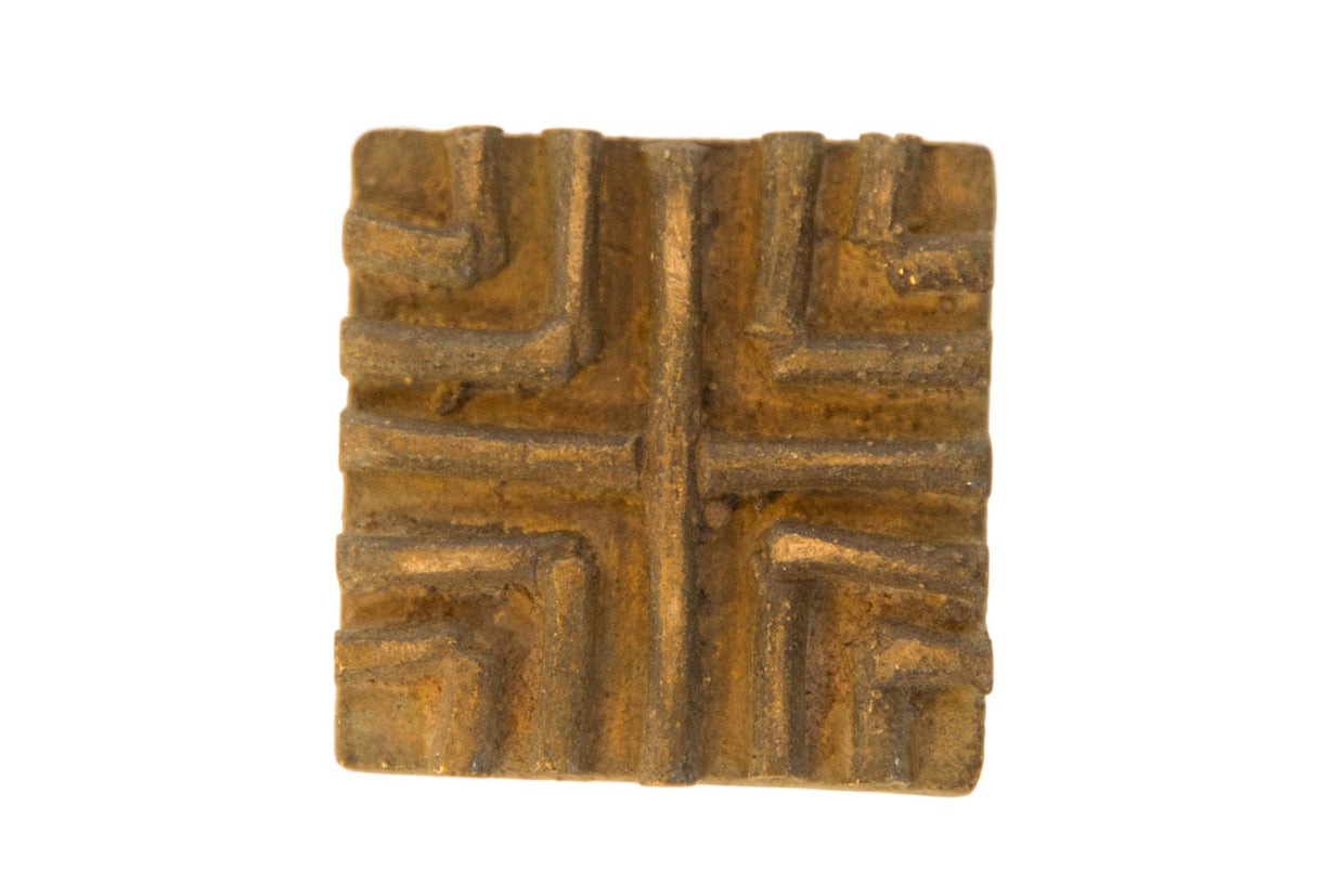 Vintage African Square Bronze Coin // ONH Item ab00549