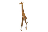 Vintage African extra large copper giraffe figurine with a textured patina.