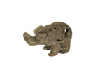 Handmade vintage African wire elephant collectible with intricate spiral and net-like designs.
