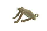 Collectible mid-century African handmade copper frog sculpture with rich green patina.