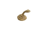 Vintage African bronze coiled serpent sculpture with a rustic, aged patina and alert pose.
