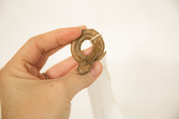 Vintage African Bronze Coiled Alert Snake // ONH Item ab00597 Image 1