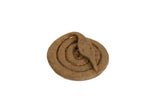 Vintage African iron snake sculpture, coiled in earthy rusty brown tones.