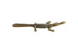 Vintage African bronze crocodile sculpture with a dark, textured back and aged patina.
