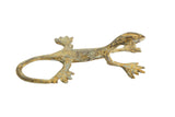 Vintage African medium bronze gecko sculpture with an aged, weathered patina.