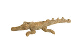 Vintage handmade African bronze alligator sculpture with a light, textured patina.