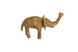 Vintage handmade African bronze elephant sculpture, textured finish, 1 x 2 x 1.5 inches.