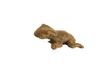 Vintage African bronze frog sculpture with a rustic, earthy brown patina.