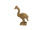 Vintage handmade African bronze ostrich sculpture with a rustic, textured patina.